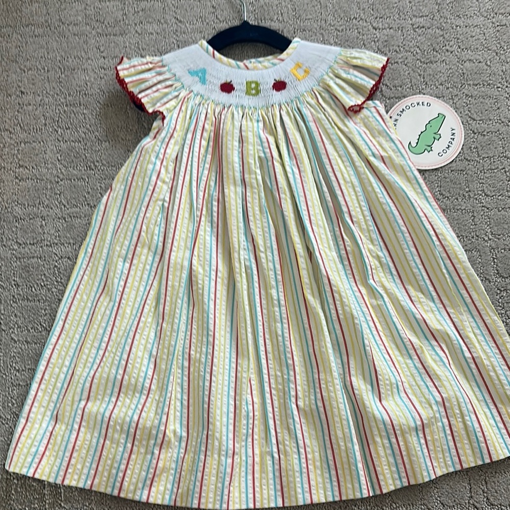 Pink and Yellow Smocked Ruffled Sundress with Flutter Sleeves